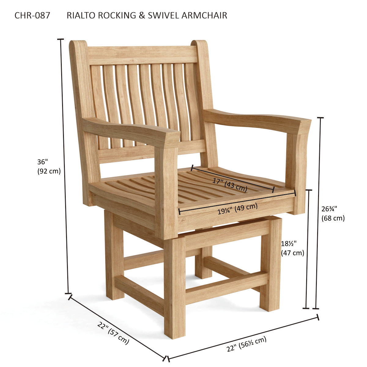 Anderson Teak Rialto Rocker Dining Armchair