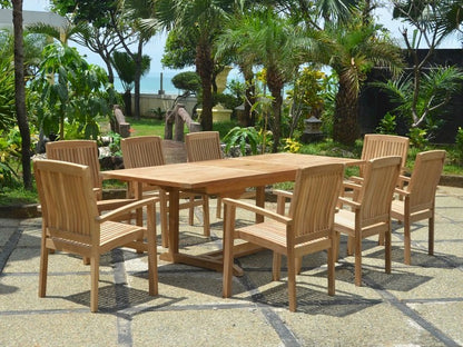 Anderson Teak Bahama Stackable Sahara 9-Pieces Rectangular Dining Set B