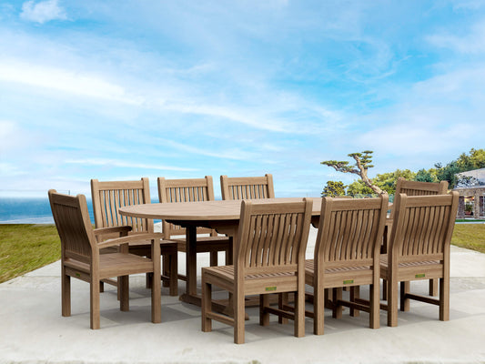 Anderson Teak Bahama Sahara Side Chair 7-Pieces 87" Oval Dining Set