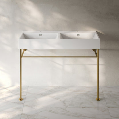 Swiss Madison Claire 48" Double Basin Console Sink with Brushed Gold Legs