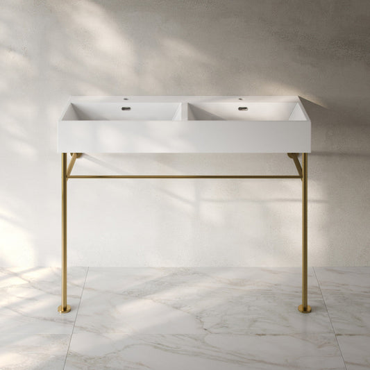 Swiss Madison Claire 48" Double Basin Console Sink with Brushed Gold Legs