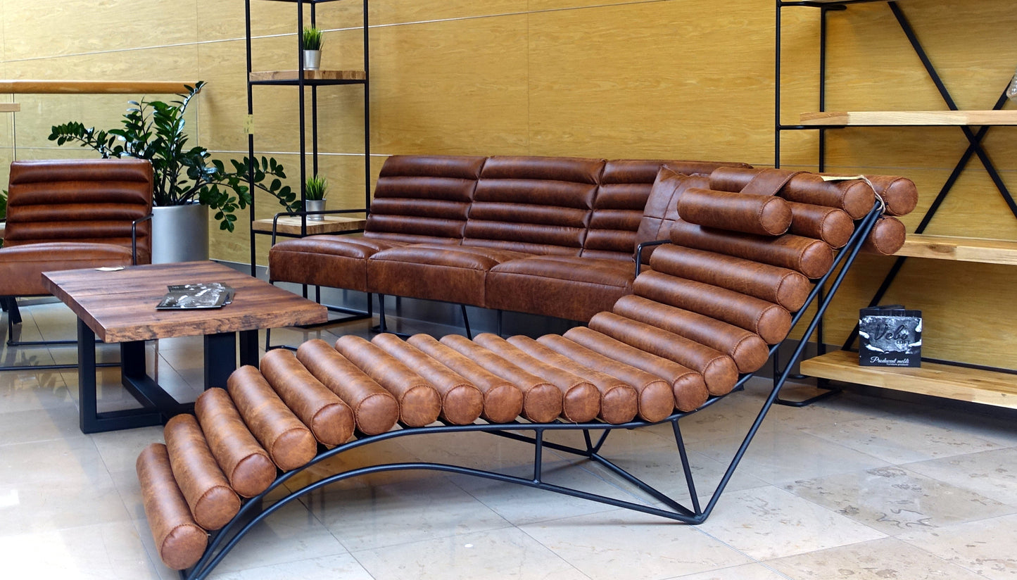 Maxima House ROSABEL Leather Chaise Lounge