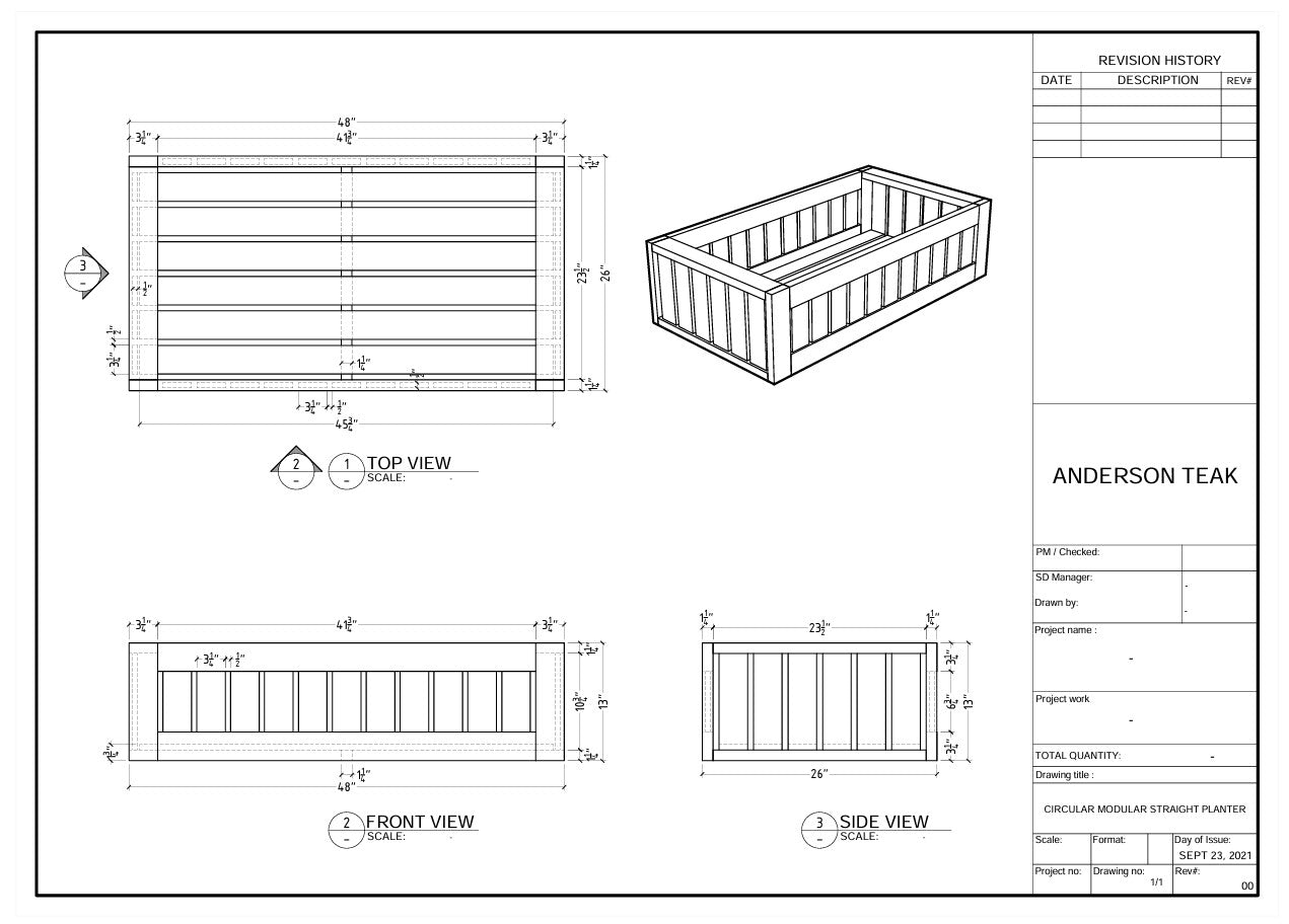 Anderson Teak Straight Modular Planter