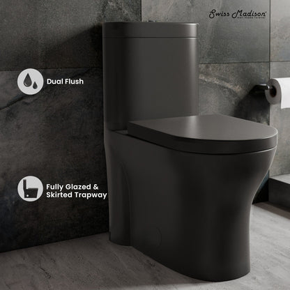 Swiss Madison Monaco One-Piece Elongated Toilet Dual-Flush, Matte Black 1.1/1.6 gpf
