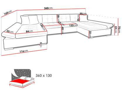 Maxima House Sectional Sleeper Sofa LIA U-Shape with storage, Universal Corner