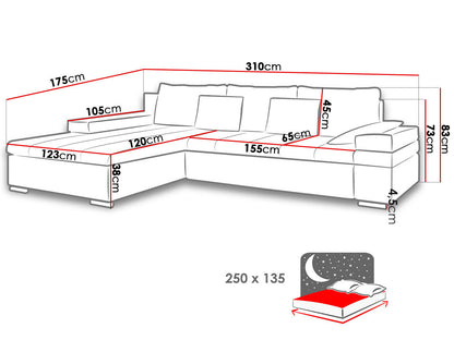 Maxima House MABEL Sectional Sleeper Sofa