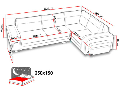 Maxima House Sectional Sleeper Sofa AMBROSE Faux leather with storage, SALE