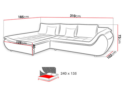 Maxima House Sectional Sleeper Sofa INGRID with storage