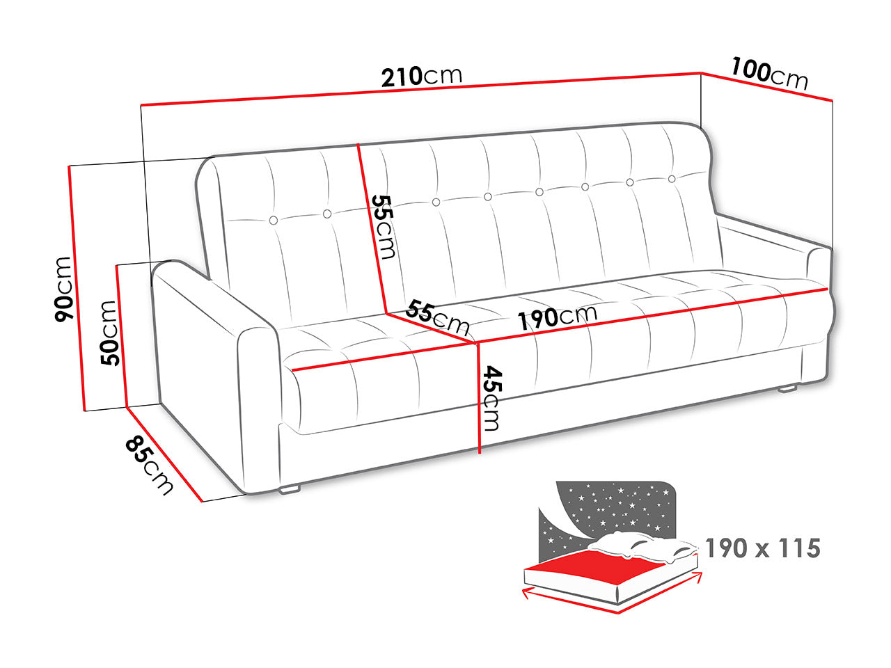 Maxima House Sofa bed VENUS with storage