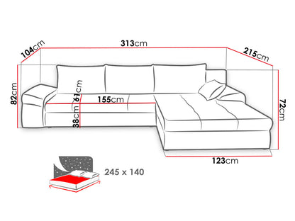 Maxima House BELLO Sectional Sleeper Sofa, Universal Corner