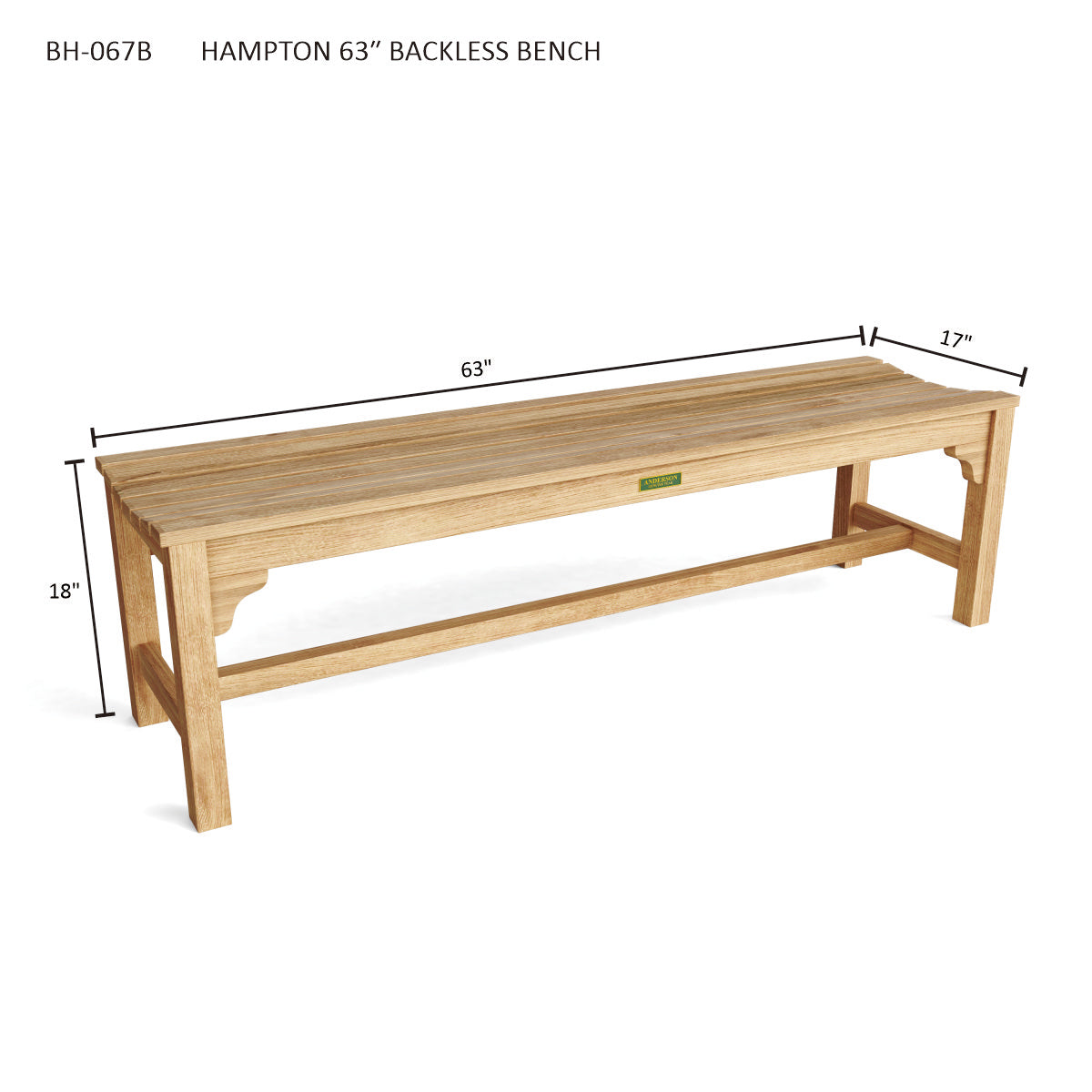 Anderson Teak Hampton 3-Seater Backless Bench