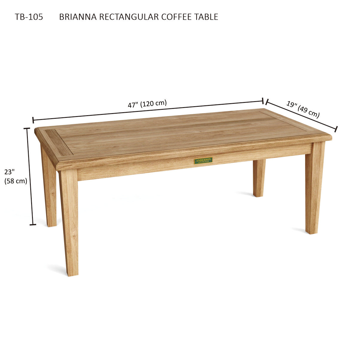 Anderson Teak Brianna Rectangular Coffee Table