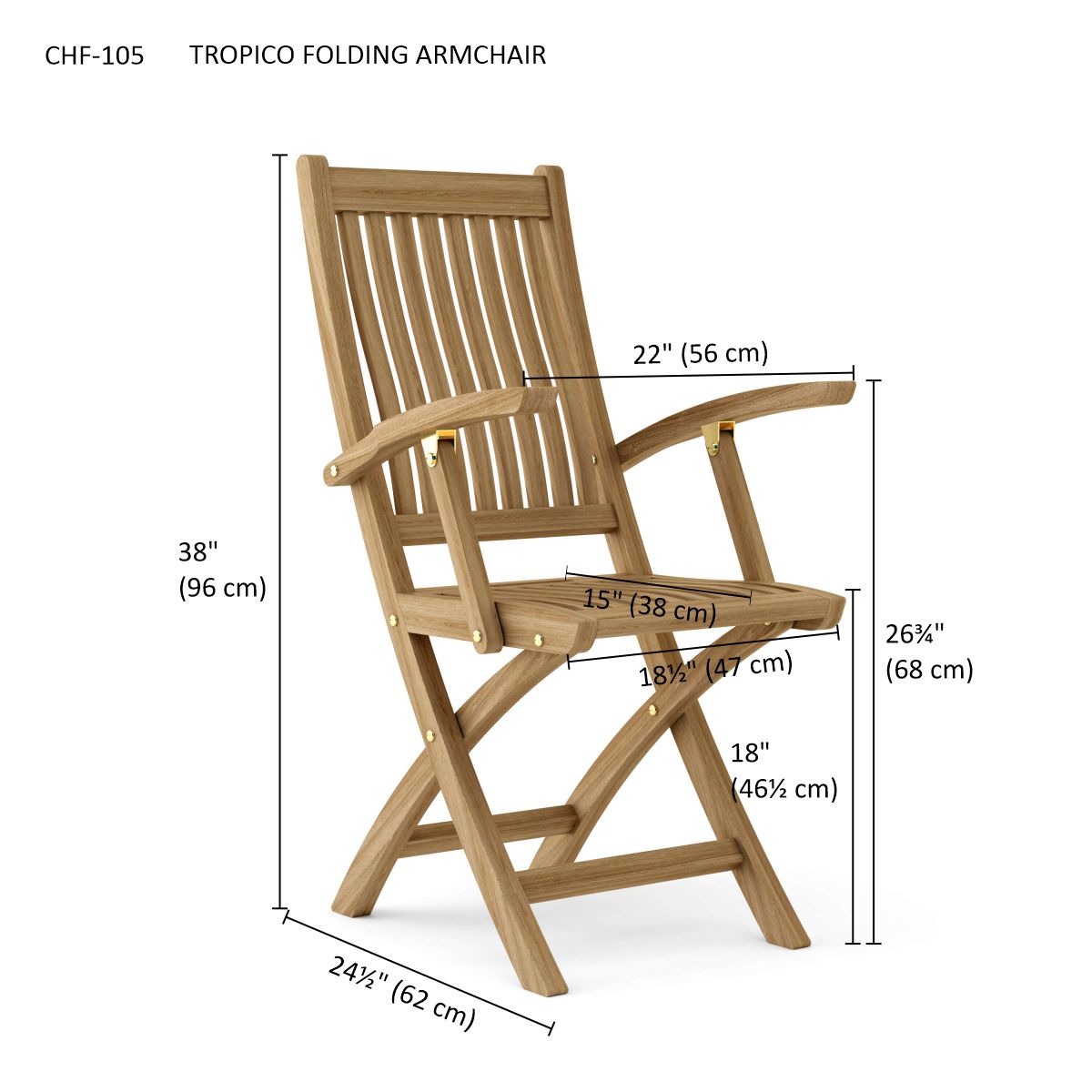 Anderson Teak Tropico Folding Armchair (sell & price per 2 chairs only)