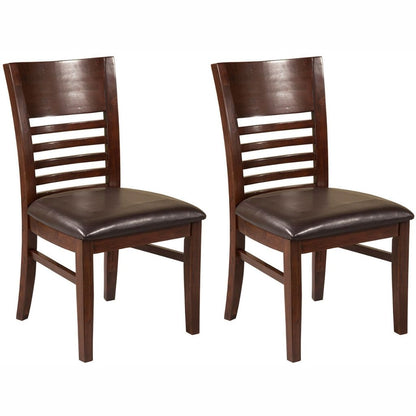 Granada Dining Chair, Set of 2, Brown Merlot Color, Upholstered, Acacia Solids with Ash & Birch Veneer, 1437-02, Brand: Alpine Furniture, Size: 21inW x 22inD x 37.5inH, Seat height:  19.5in/ 49.5cm, Material: Acacia Solids with Ash & Birch Veneer, Color: Brown Merlot Color