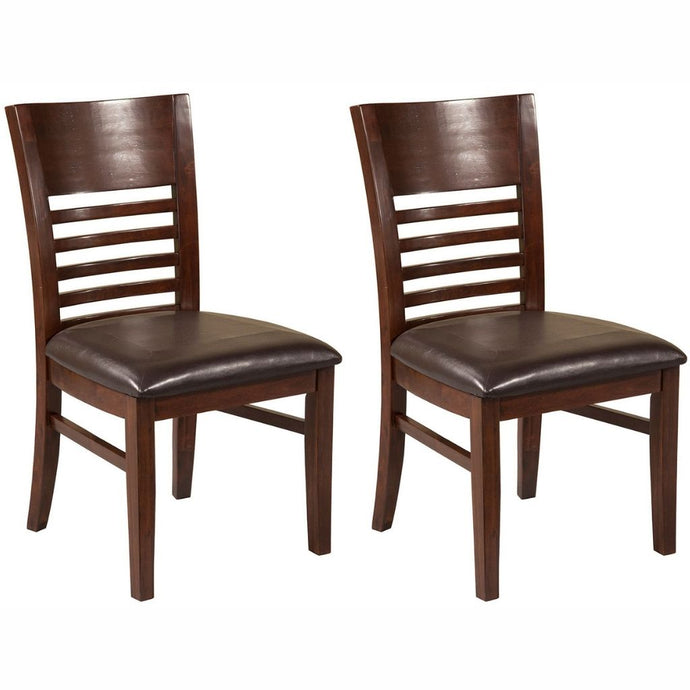 Granada Dining Chair, Set of 2, Brown Merlot Color, Upholstered, Acacia Solids with Ash & Birch Veneer, 1437-02, Brand: Alpine Furniture, Size: 21inW x 22inD x 37.5inH, Seat height:  19.5in/ 49.5cm, Material: Acacia Solids with Ash & Birch Veneer, Color: Brown Merlot Color