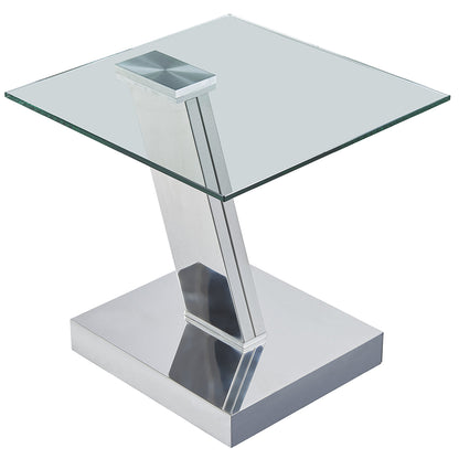 Houston | 19.6" Glass Square End Table Modern, 18879-ET