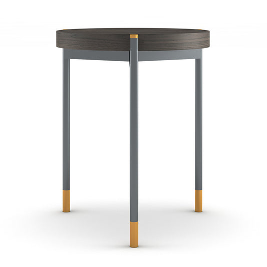 Bosa | 15.3" Modern Gray End Table, Wenge Wood, Metal Legs, 18885-ET