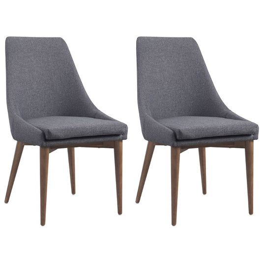 Class | Fabric and Wood Gray Dining Chairs, Set of 2, 18886-DC