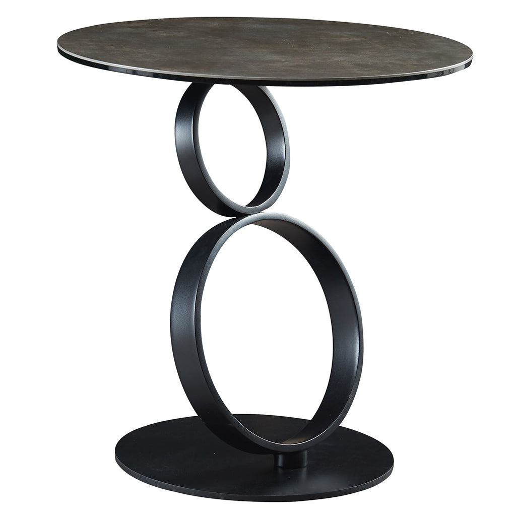 Dallas | 21.6" Modern Ceramic End Table, Metal Base, 18889-ET