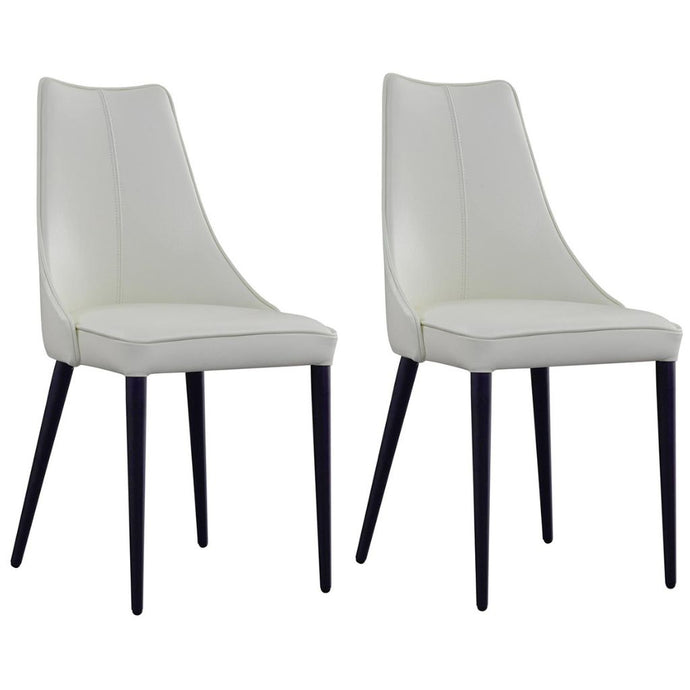 Milano | White Leather Chairs With Black Legs, Set of 2, 18991-W