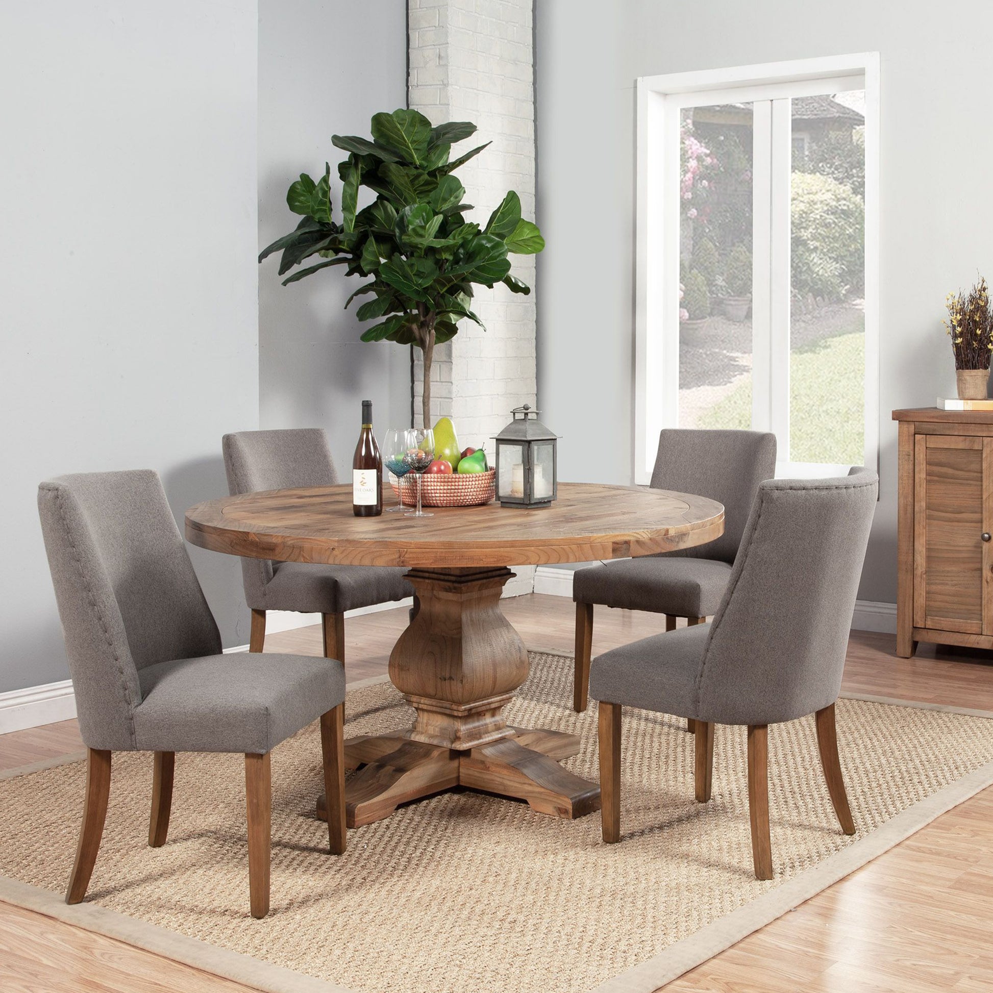 Kensington Solid Round Table, Contemporary Round Table For 6, Wooden Round Table Solid Pine Wood, Plywood, 2668-25