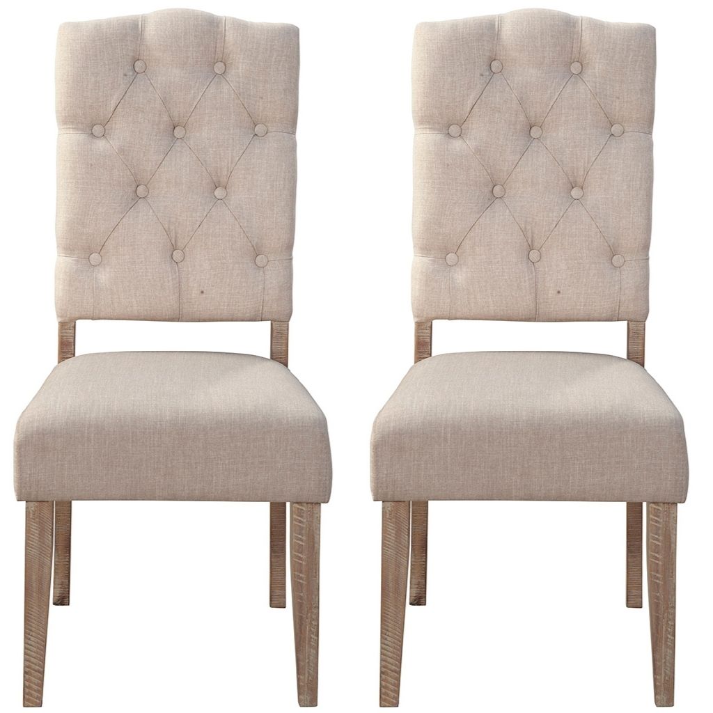 Newberry Dining Chair, Set of 2, Weathered Natural Color, Upholstered, Acacia Solids, 2068-02, Brand: Alpine Furniture, Size: 20inW x 25inD x 43inH, Material: Acacia Solids, Color: Weathered Natural Color