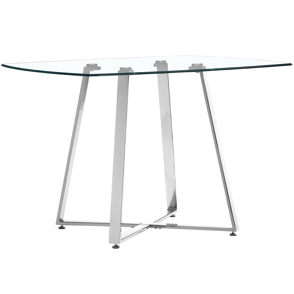 Glass Table With Metal Legs, 4 Seater, Square, 248896