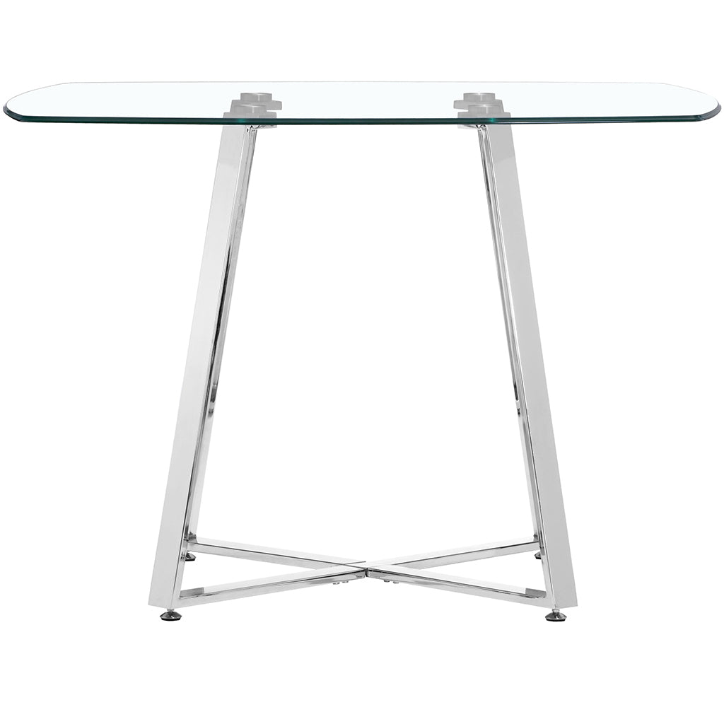 Glass Table With Metal Legs, 4 Seater, Square, 248896