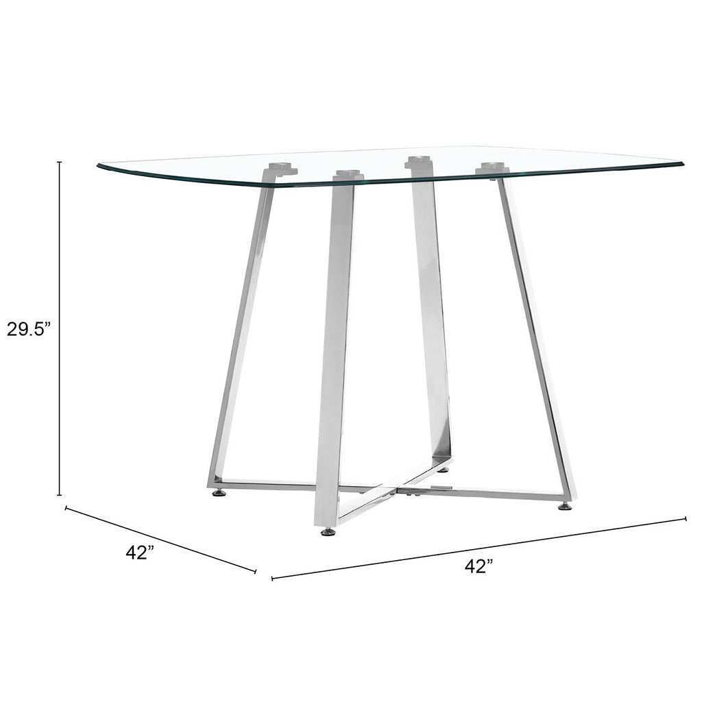 Glass Table With Metal Legs, 4 Seater, Square, 248896