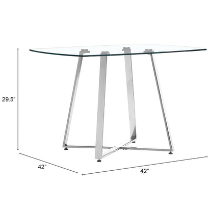 Glass Table With Metal Legs, 4 Seater, Square, 248896