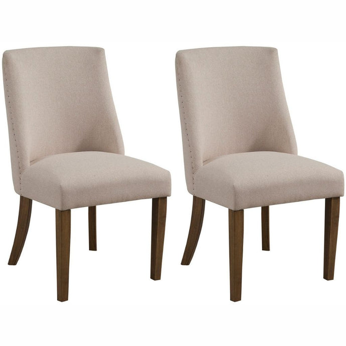 Kensington Dining Chair, Set of 2, Cream, Upholstered, Solid Pine and Plywood, 2668-02, Brand: Alpine Furniture, Size: 22inW x 18inD x 38.5inH, Seat height:  19in/ 48cm, Material: Solid Pine and Plywood, Color: Cream