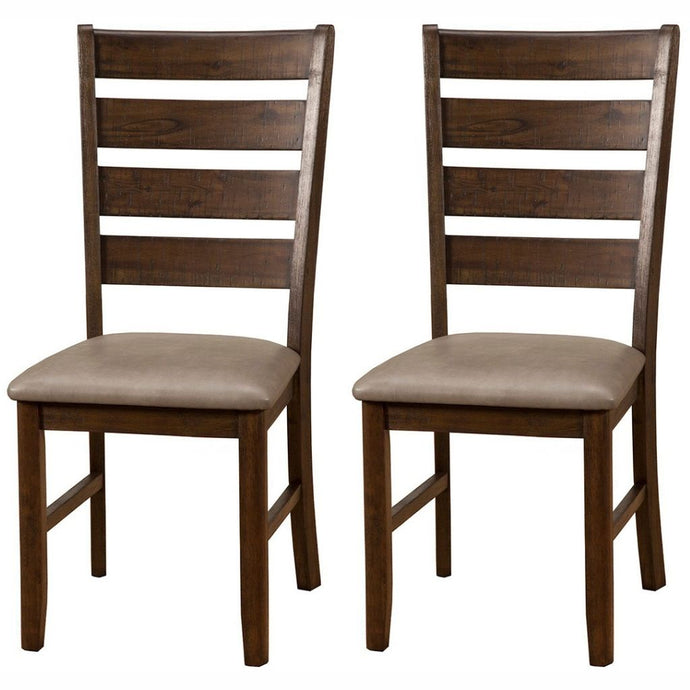Emery Dining Chair, Set of 2, Walnut Color, Upholstered, Rubberwood & Acacia Solids + MDF, 2929-02, Brand: Alpine Furniture, Size: 21.5inW x 18inD x 40.5inH, Material: Rubberwood & Acacia Solids + MDF, Color: Walnut Color