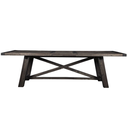 Newberry Table With A Leaf, Expandable Wooden Table, Acacia Table, 1468-22 Brand: Alpine Furniture; Size: 83inW x 39.5inD x 30inH Extended: 103inW x  39.5inD x  30inH; Weight: 175lb; Shape: Rectangular Material: Acacia Solids; Seating Capacity: Seats 6-8 people; Color: Salvaged Grey