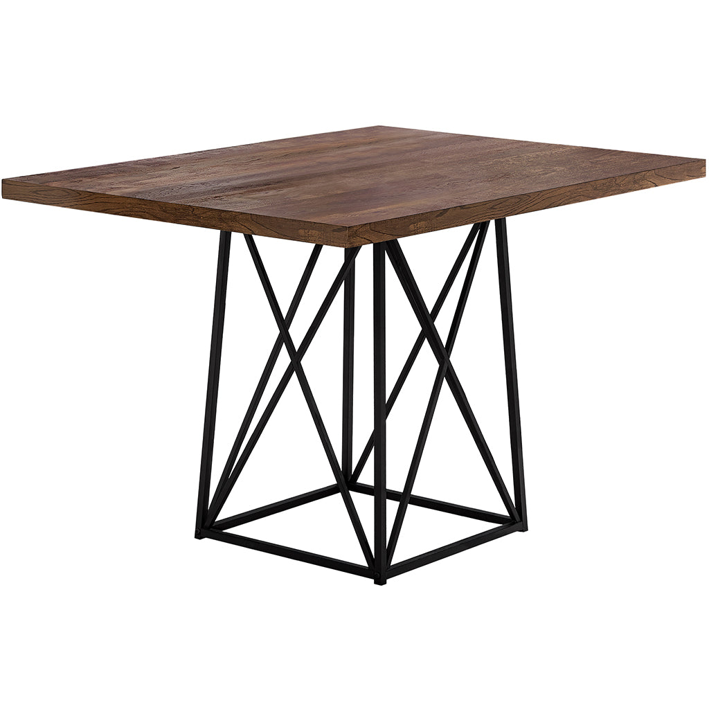 48" x 36" Dining Table For Small Spaces Modern, Brown Top, Black Base, 332617