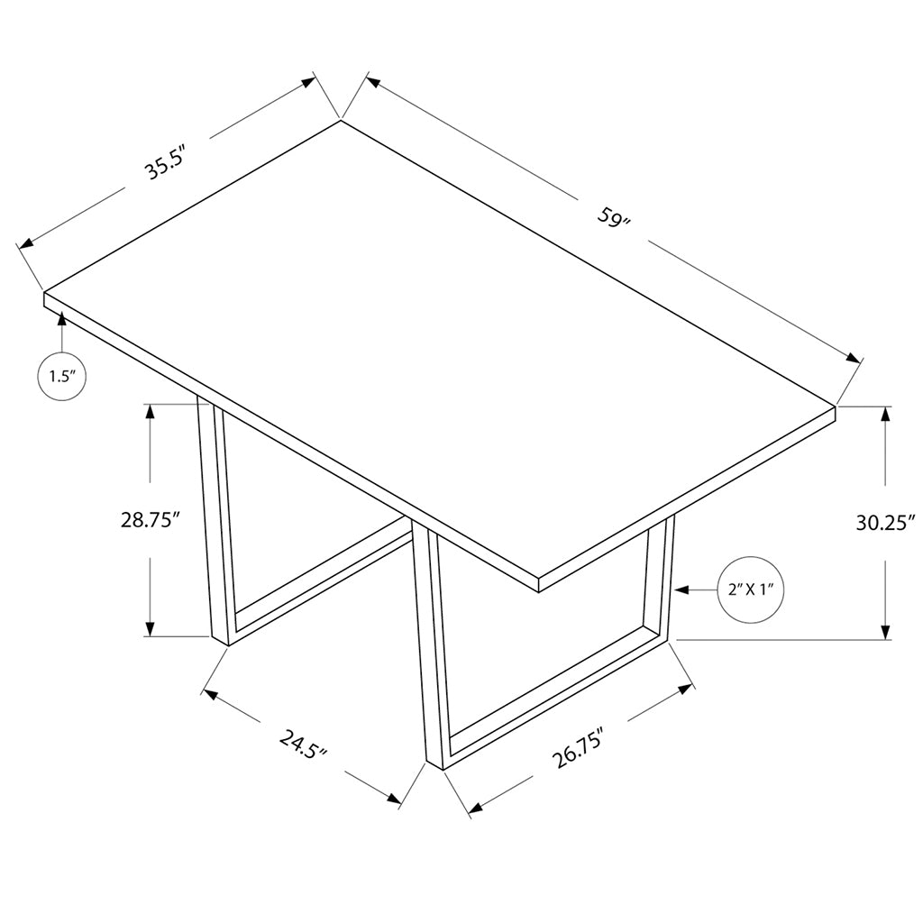 59" x 35.5" Small Rectangular Table, Particle Board Top, Metal Legs, 332625