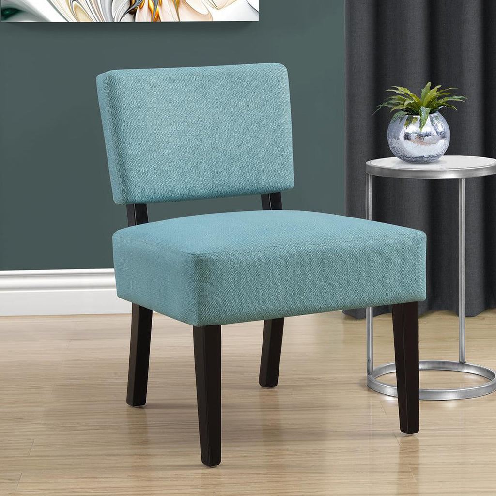 1 Classic Dining Chair, Turquoise Color Padded Seat, Wooden Legs, 333691, Master Category: Indoor Furniture, Dining Chair, Brand: Homeroots, Size: 19.25inW x 14.5inD x 31.5inH, Seat Height: 19in, Weight: 22lb, Material: Fabric & Wood, Color: Turquoise