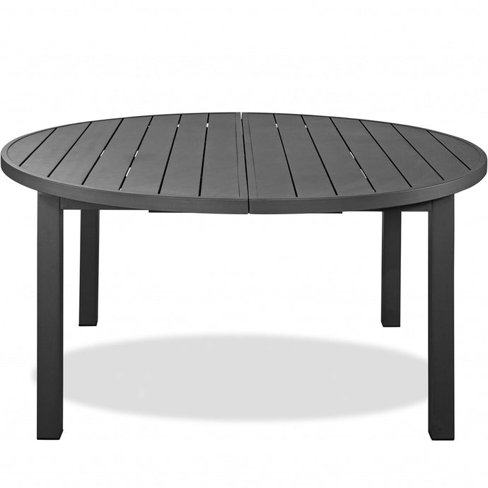 Round To Oval Extendable Aluminum Table, 6 Seater, Dark Gray, 372201