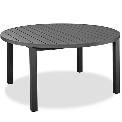 Round To Oval Extendable Aluminum Table, 6 Seater, Dark Gray, 372201