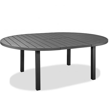 Round To Oval Extendable Aluminum Table, 6 Seater, Dark Gray, 372201