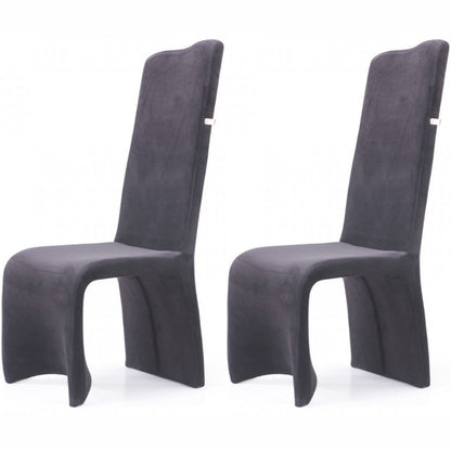 Set of 2 Dining Chairs, Black Velvet, Champagne Gold Stainless Steel