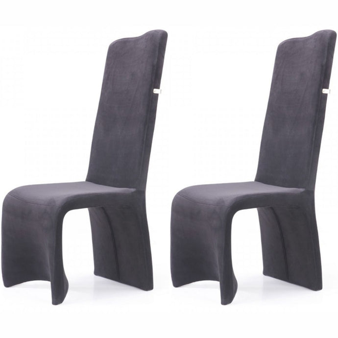 Set of 2 Dining Chairs, Black Velvet, Champagne Gold Stainless Steel