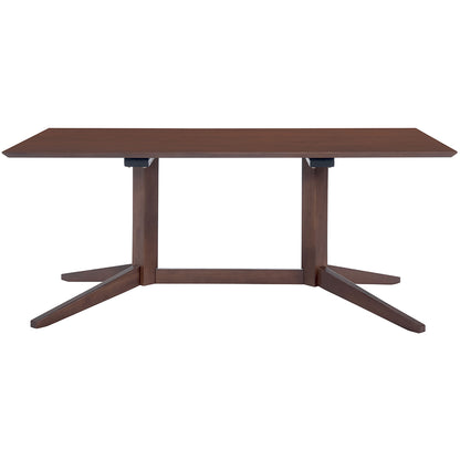 71" x 39" Modern Minimalist Dining Table, Dark Brown, Rectangular, Wood, 6 Seater, 386241