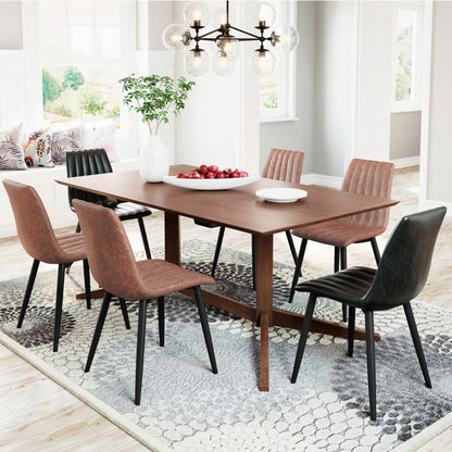 71" x 39" Modern Minimalist Dining Table, Dark Brown, Rectangular, Wood, 6 Seater, 386241