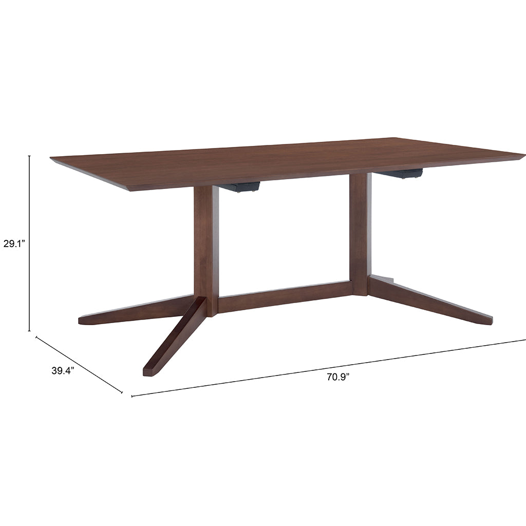 71" x 39" Modern Minimalist Dining Table, Dark Brown, Rectangular, Wood, 6 Seater, 386241