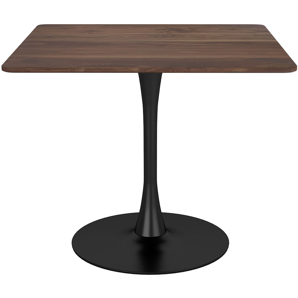 35.4" Square Pedestal Dining Table, Wood & Stainless Steel, 4 Seater, 386248