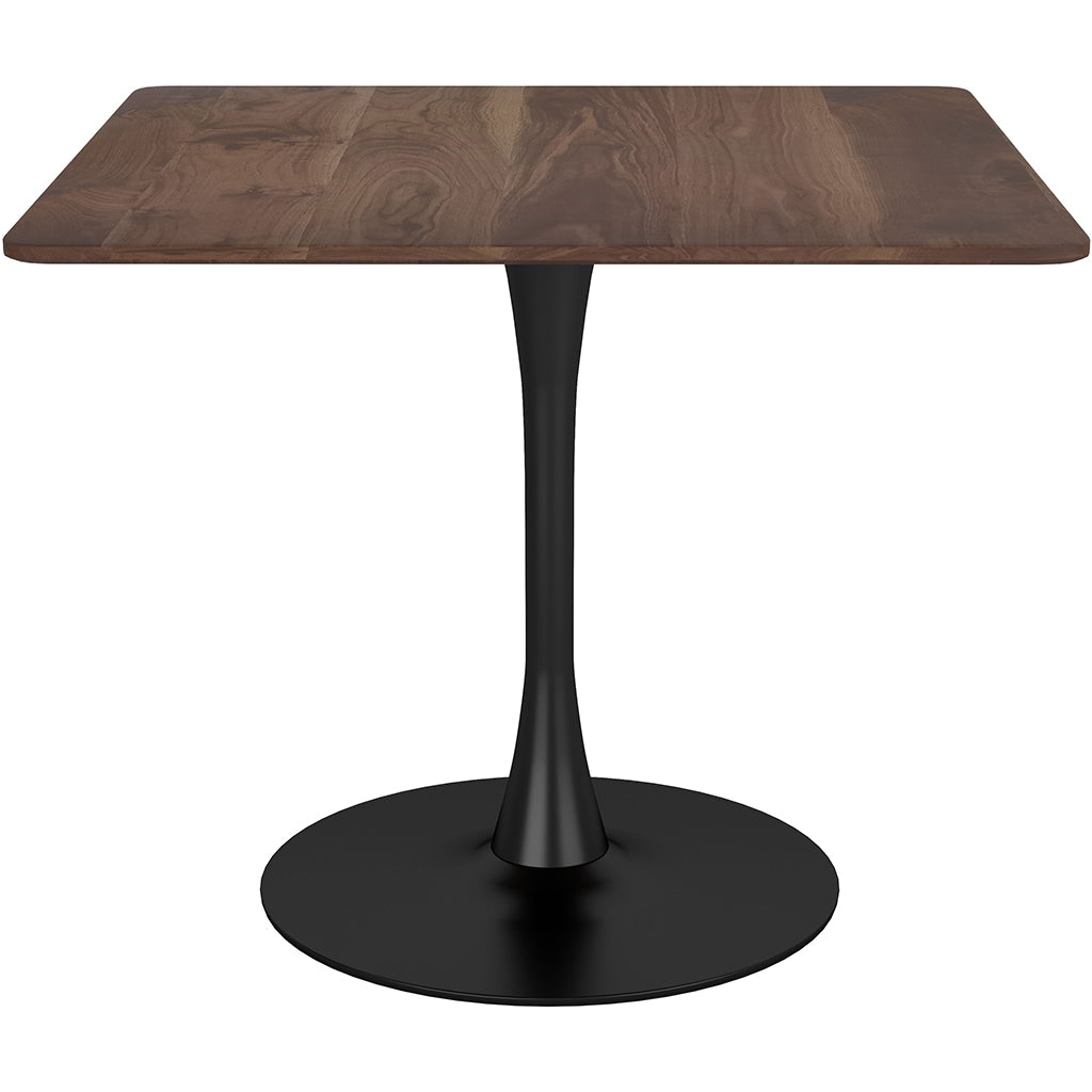 35.4" Square Pedestal Dining Table, Wood & Stainless Steel, 4 Seater, 386248