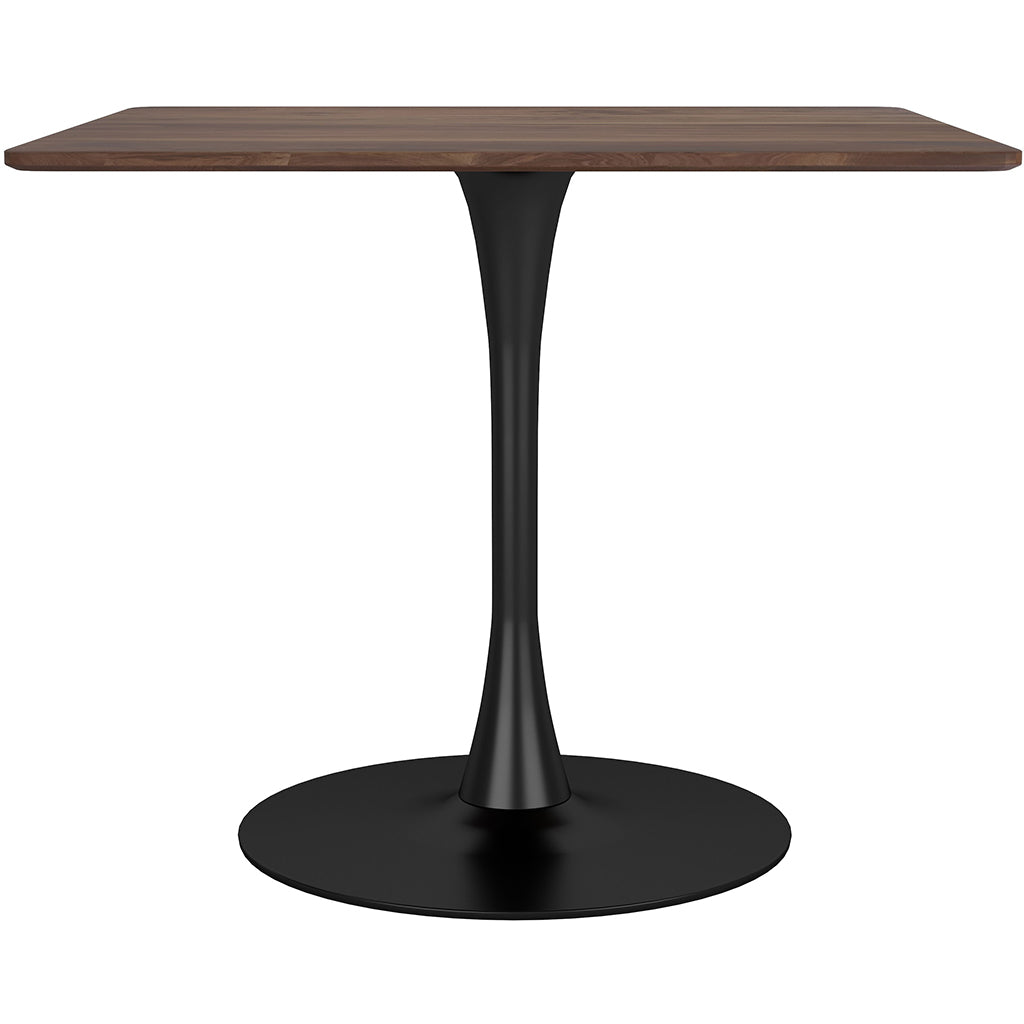 35.4" Square Pedestal Dining Table, Wood & Stainless Steel, 4 Seater, 386248