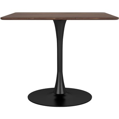 35.4" Square Pedestal Dining Table, Wood & Stainless Steel, 4 Seater, 386248