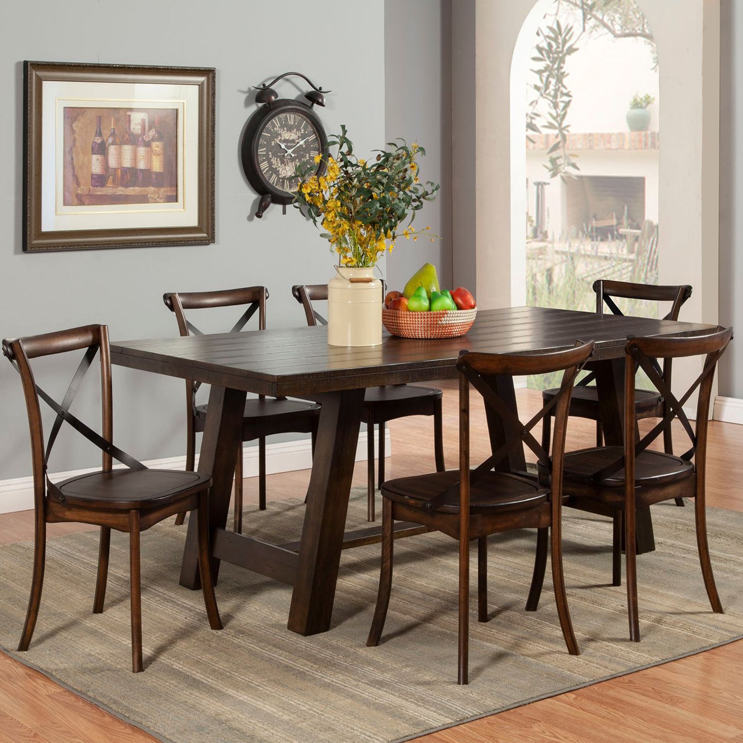 Alcott Solid Rectangular Table, Rectangular Table For 6,  Indoor Table, Solid Rubberwood, 8147-01; Brand: Alpine Furniture Size: 78inW x 40inD x 31inH; Weight: 144lb; Shape: Rectangular Material: Solid Rubberwood; Seating Capacity: Seats 4-6 people; Color: Tobacco