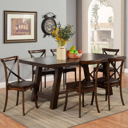 Alcott Solid Rectangular Table, Rectangular Table For 6,  Indoor Table, Solid Rubberwood, 8147-01; Brand: Alpine Furniture Size: 78inW x 40inD x 31inH; Weight: 144lb; Shape: Rectangular Material: Solid Rubberwood; Seating Capacity: Seats 4-6 people; Color: Tobacco